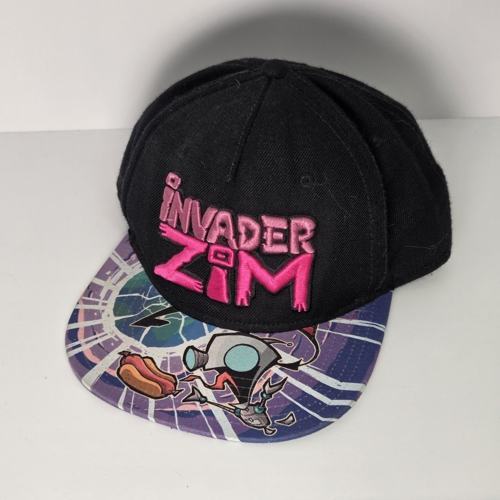 Invader Zim Hat Mens Black‎ Snap Back Nickelodeon Cap One Size Robot GIR